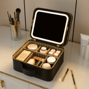 حقيبة مكياج محمولة بمرآة LED