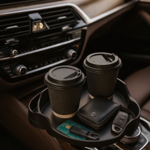 حامل أكواب مزدوج مع صينية طعام